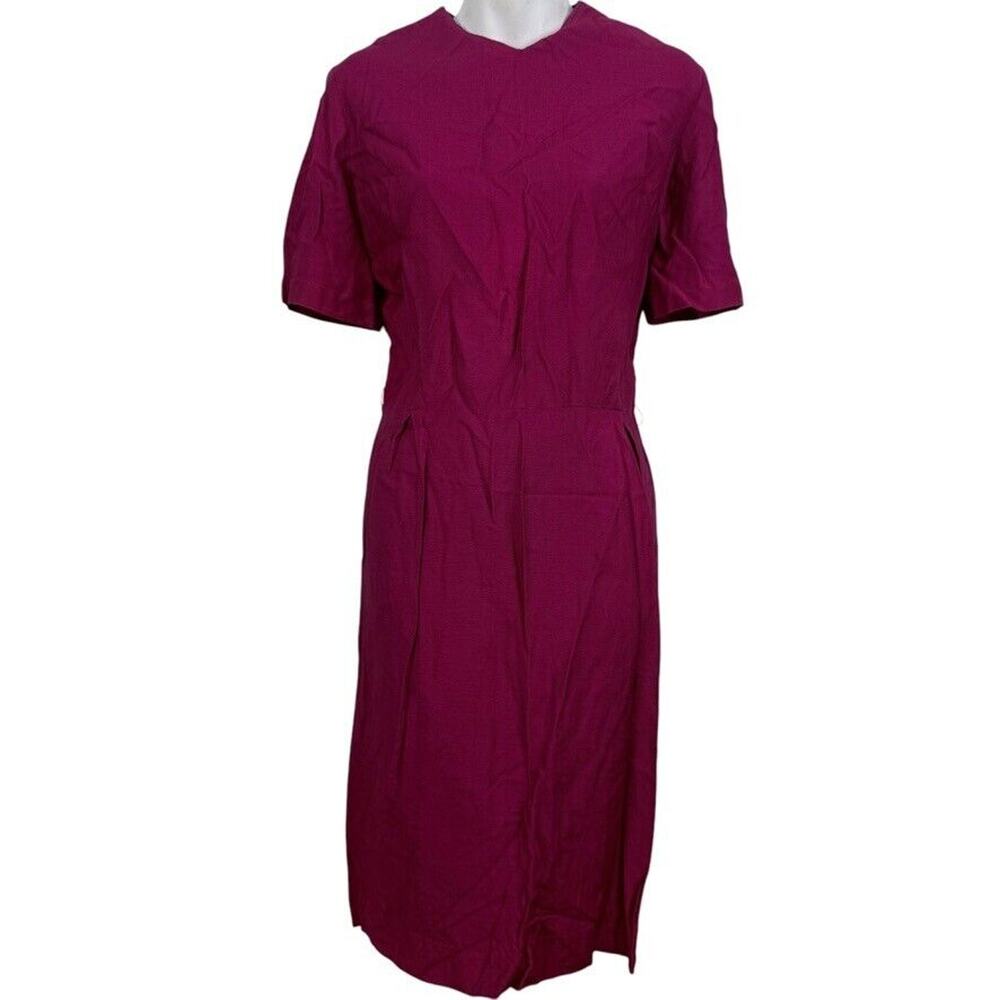 Smartee Togs Vintage Cherry Red Short Sleeve 1960s Sheath Short Sleeve Dress 12 - Picture 1 of 15